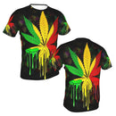 camisa Folha de maconha rasta cores pingando tinta estilo poliéster tshirt arte qualidade superior criativo fino t camisa manga curta