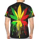 camisa Folha de maconha rasta cores pingando tinta estilo poliéster tshirt arte qualidade superior criativo fino t camisa manga curta