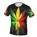 camisa Folha de maconha rasta cores pingando tinta estilo poliéster tshirt arte qualidade superior criativo fino t camisa manga curta
